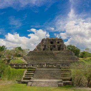 beautiful landscape of xunantunich maya site ruins in belize caribbean