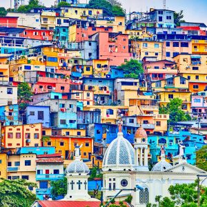 colorful houses of Las Penas on santa Anna hill district landmark of Guayaquil Ecuador in south america